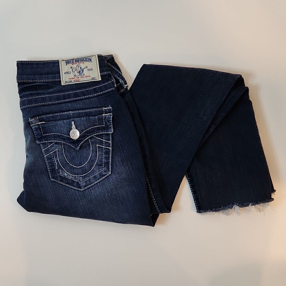True Religion Jeans Women's Sz 25 Section Skinny Pocket Flap Dark Wash Denim